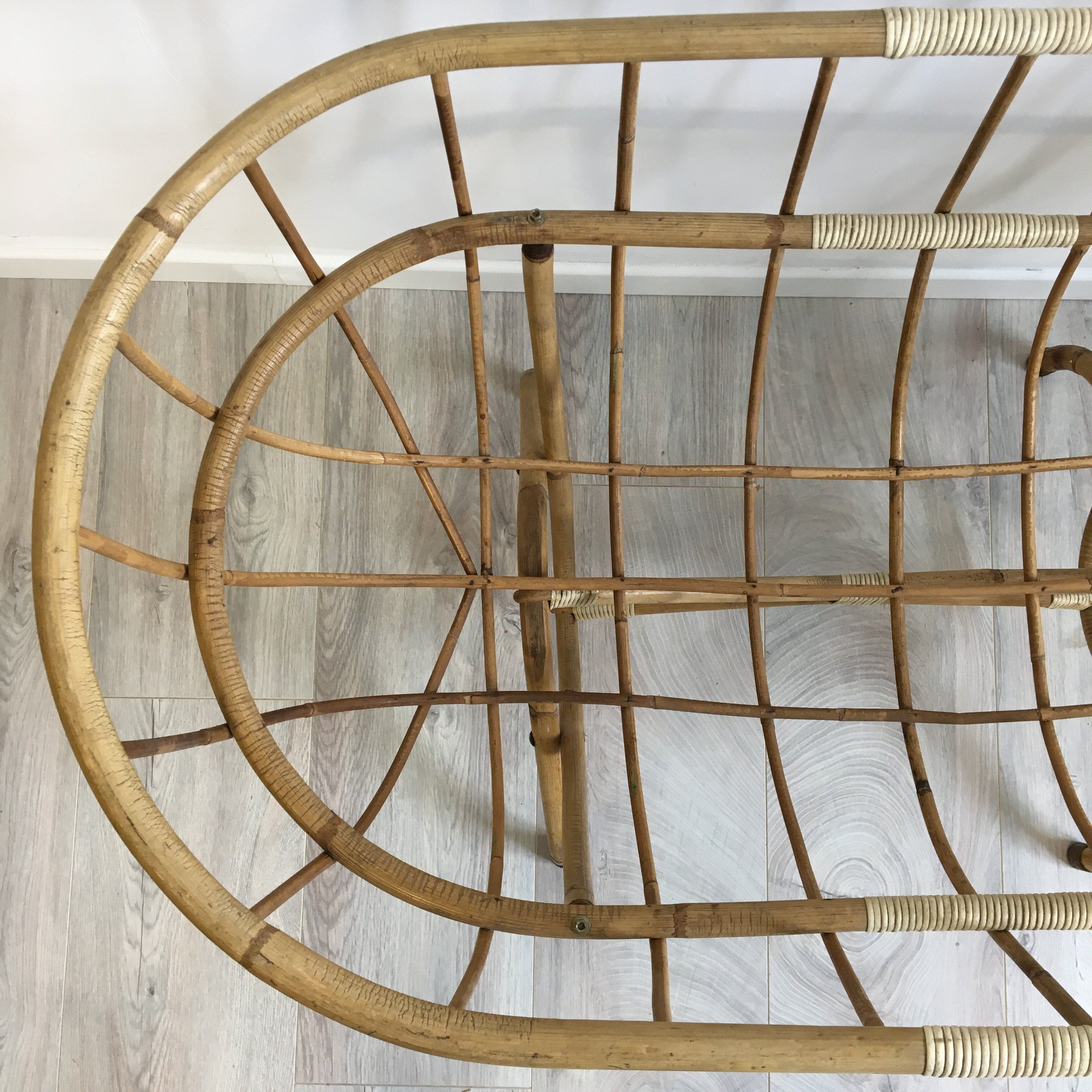 Vintage rattan cradle