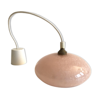 Globe suspension opaline mouchetée rose et blanche