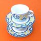 Two Real Stoneware Coffee Cups / Saucers