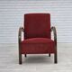 1950s, Danish art deco armchair, original red furniture wool, beech wood.