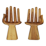 Chaises vintage en bois massif. Années 1970. Lot de 2.