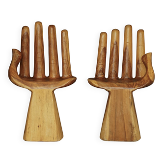 Chaises vintage en bois massif. Années 1970. Lot de 2.