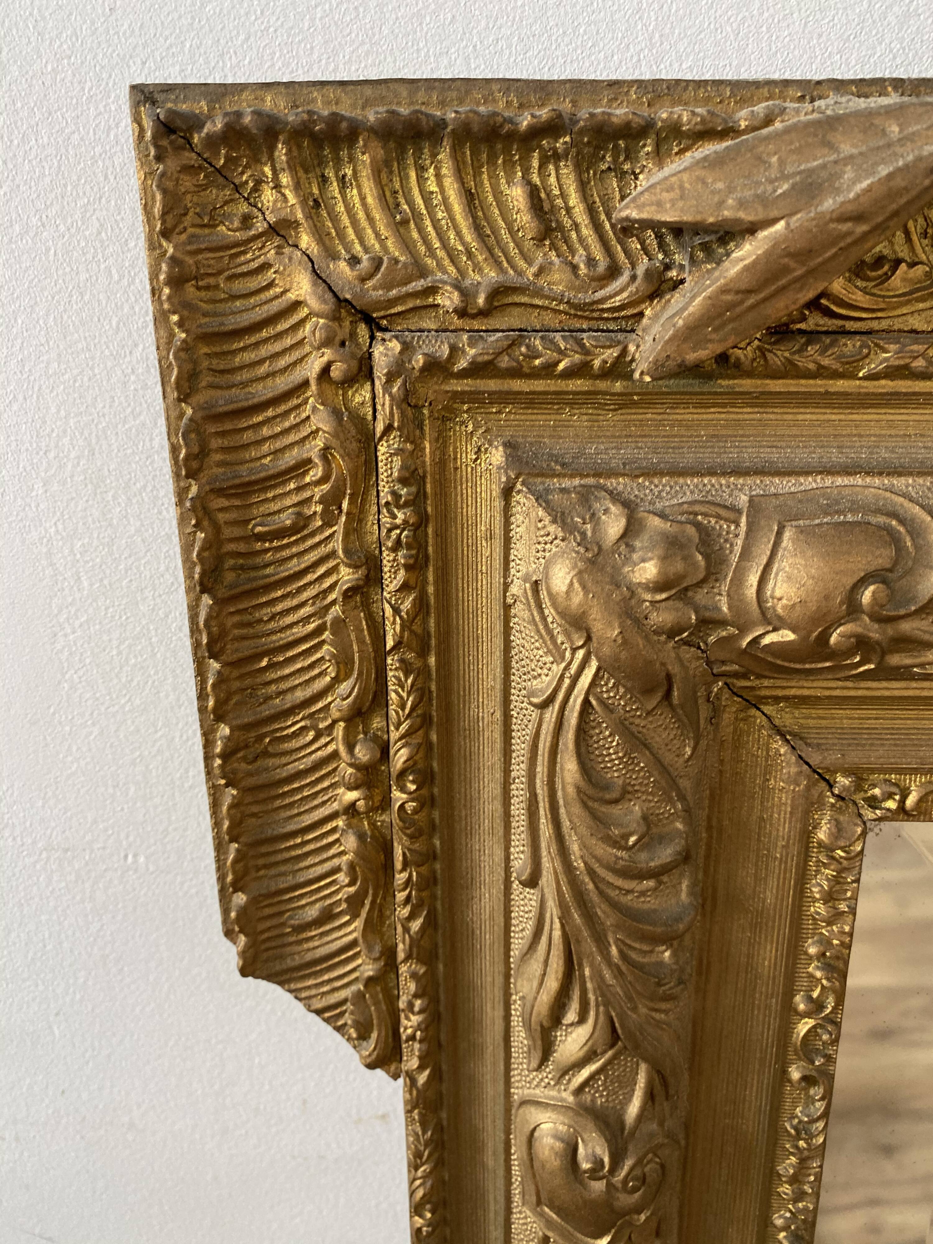 Old mirror with pediment  72x112cm