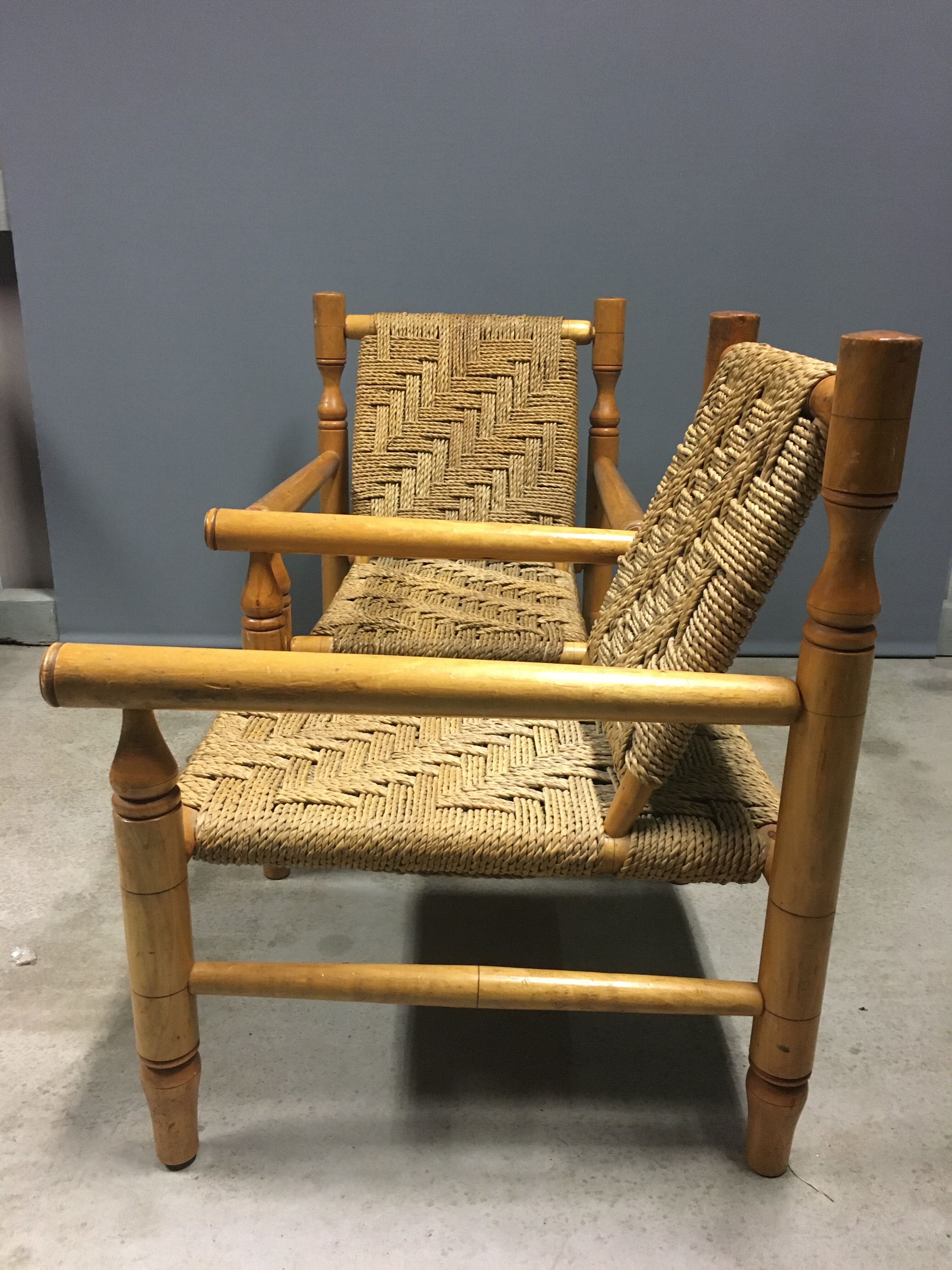 2 x Abaca French rope armchairs