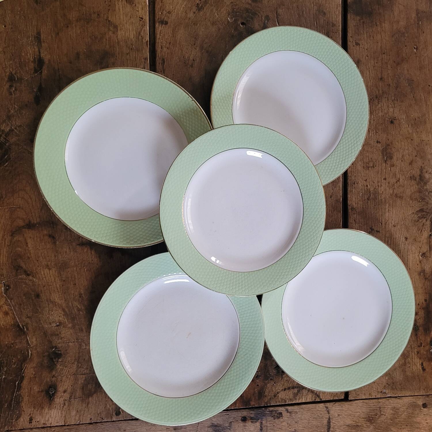 50s celadon green dinner plates