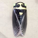 Vintage hand-painted earthenware wall cicada – Provençal retro decor