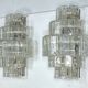 Pair of XL clear murano glass elements wall lamps produced in Italy during the 70s. Attributable to