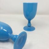2 verres bleus en opaline de Portieux