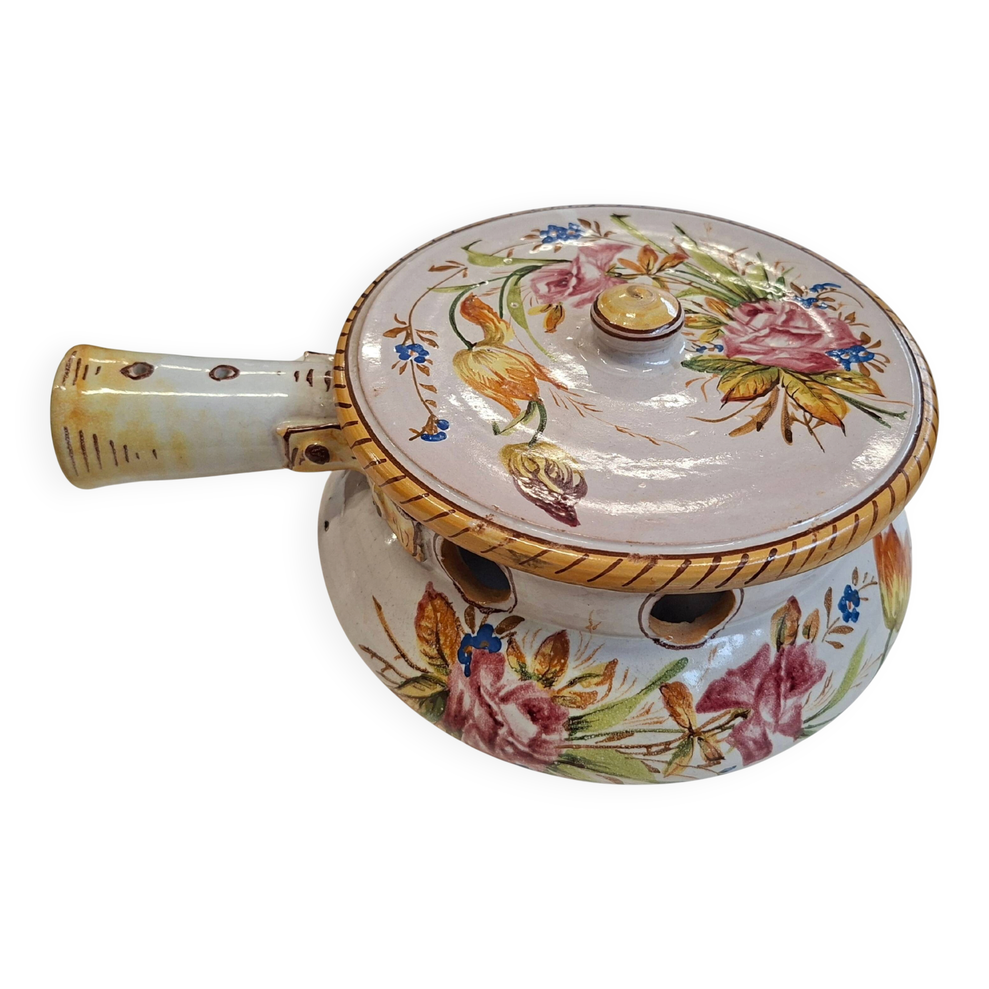 Scaldino in Ceramica Dipinto a Mano – Stile Deruta – Vintage da Collezione