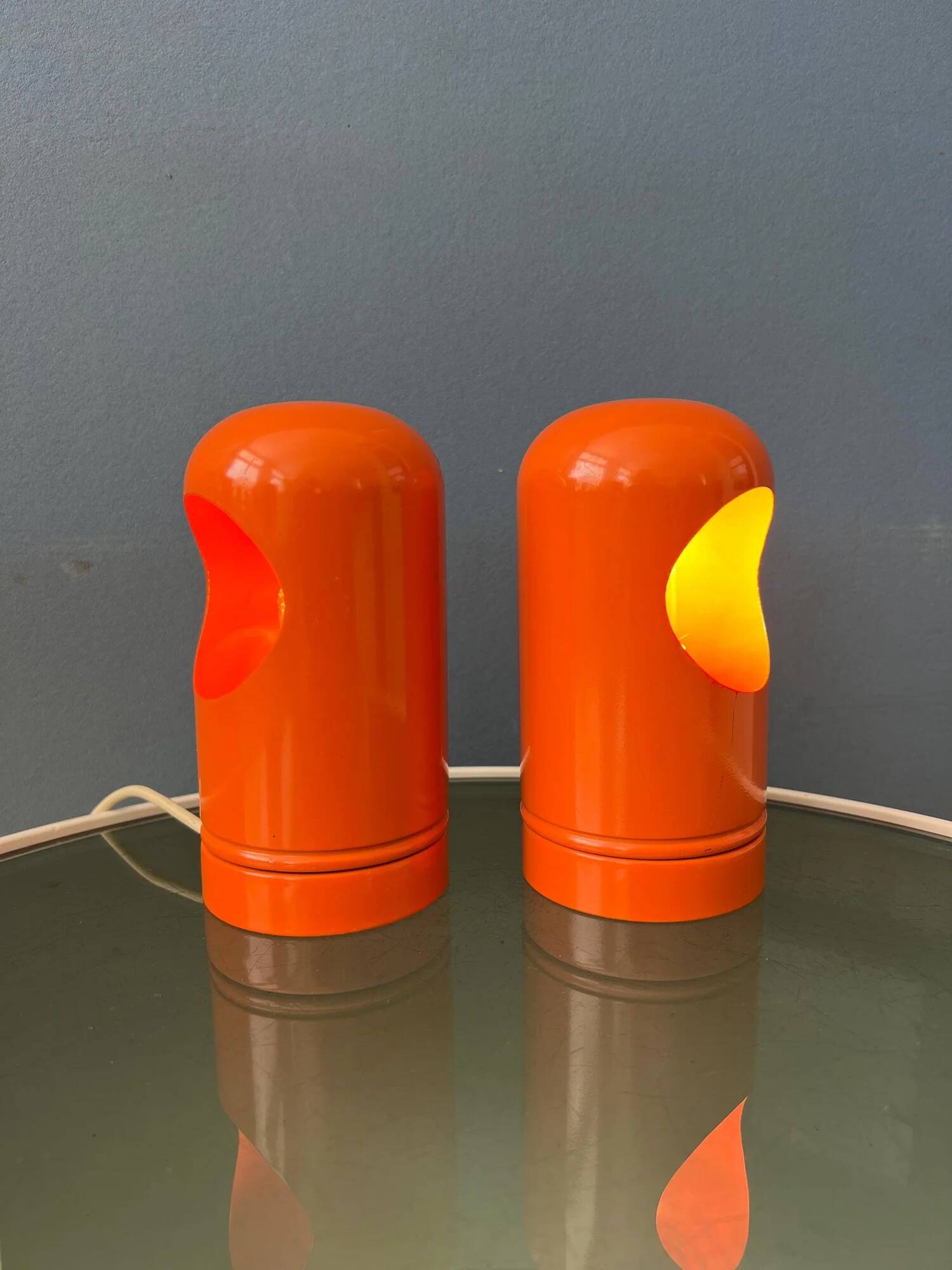 Set (2) of vintage orange table lamps