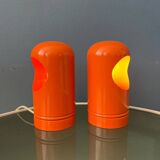 Set (2) of vintage orange table lamps
