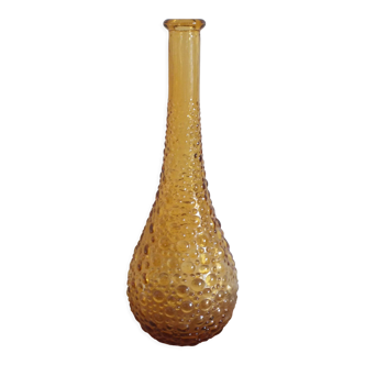 Carafe bouteille Italienne en verre d'Empoli couleur ambre, sans bouchon
