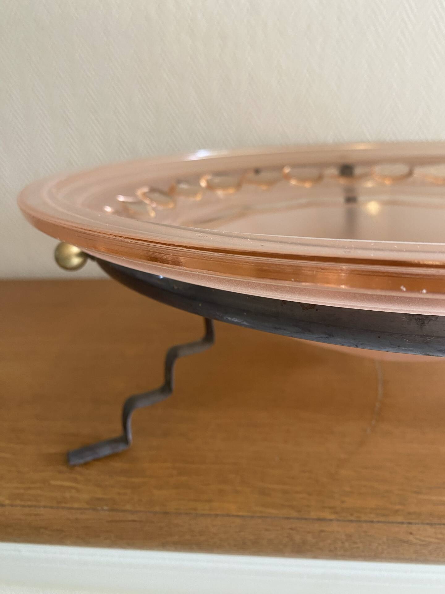 Large Art Deco bowl on a metal stand