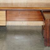 Mid-century modern right-angle desk in Brazilian wood.