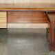 Mid-century modern right-angle desk in Brazilian wood.