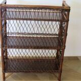Bookcase - Bibus - 3 levels - woven rattan - bamboo - Vintage - 70s