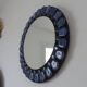 Blue ceramic round mirror 60 70s
