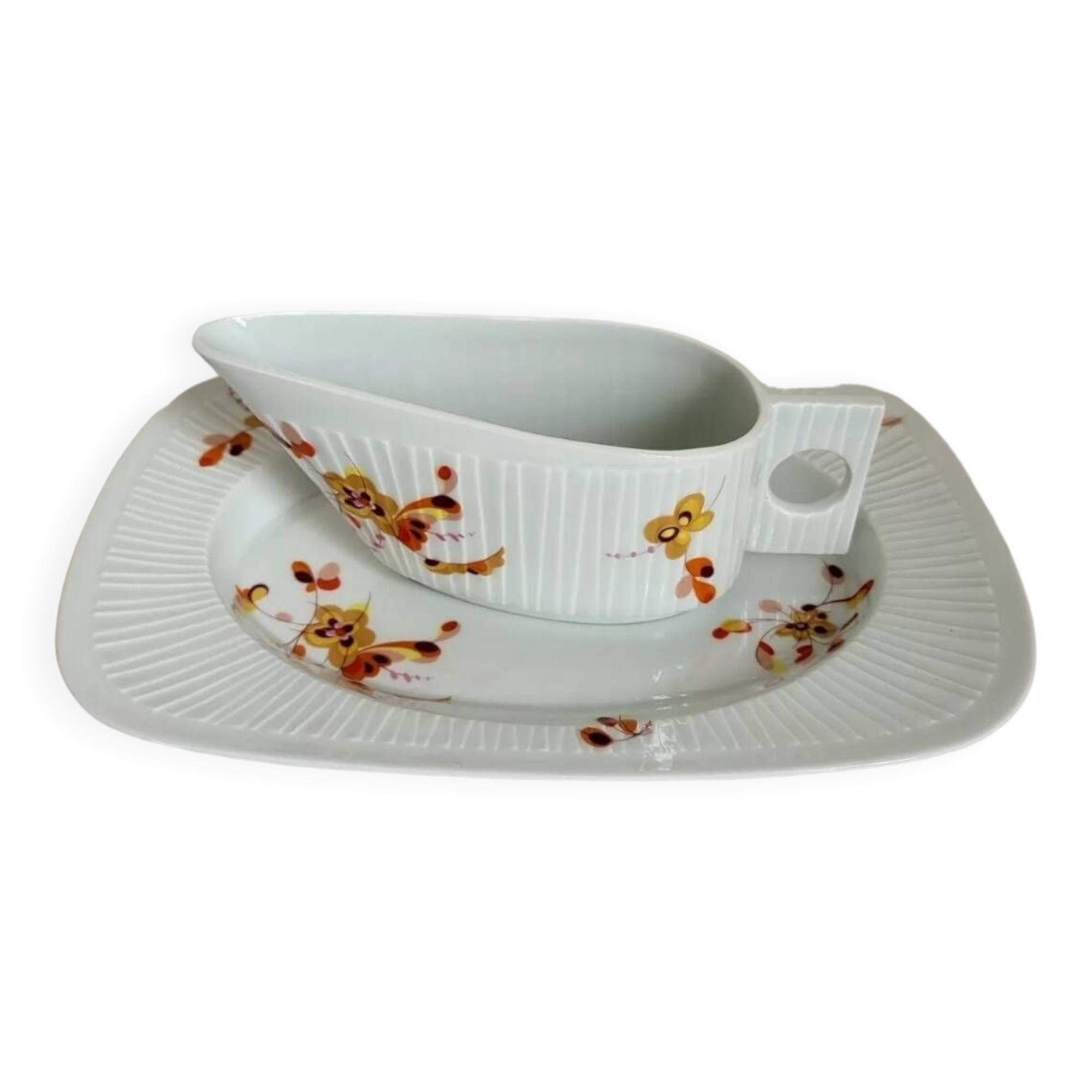 Haviland Limoges Gravy Boat and Porcelain Tray, Vintage