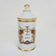 Old apothecary pot, made of snake porcelain, painted by hand. Year 60