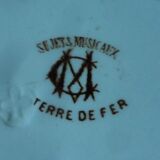 Pair of old plates Terre de Fer / Creil and Montereau, musical subjects