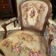 Armchair cabriolet eighteenth period Louis XV tapestry to the point floral decoration