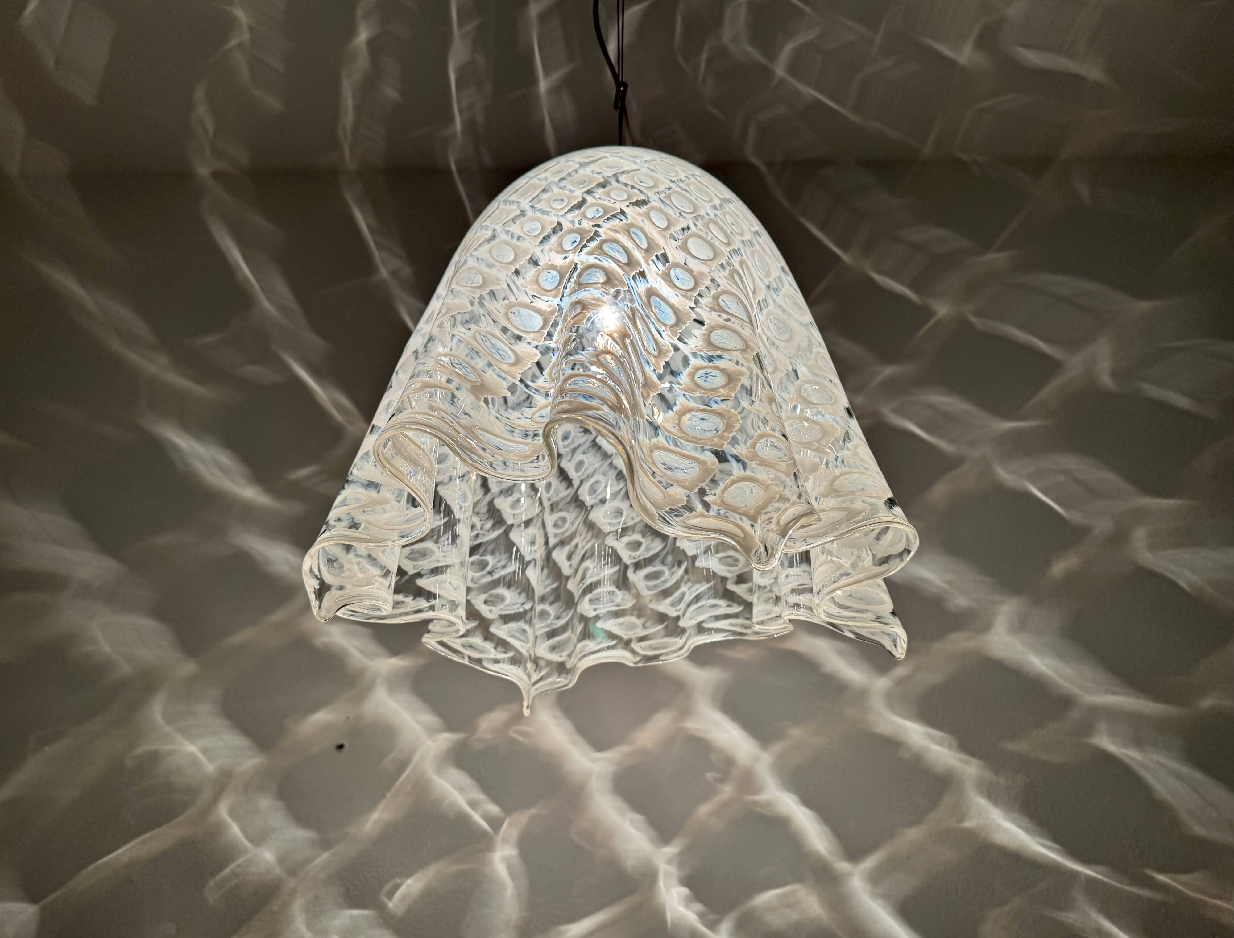Lampe à Suspension Fazzoletto en Verre de Murano par Paolo Venini