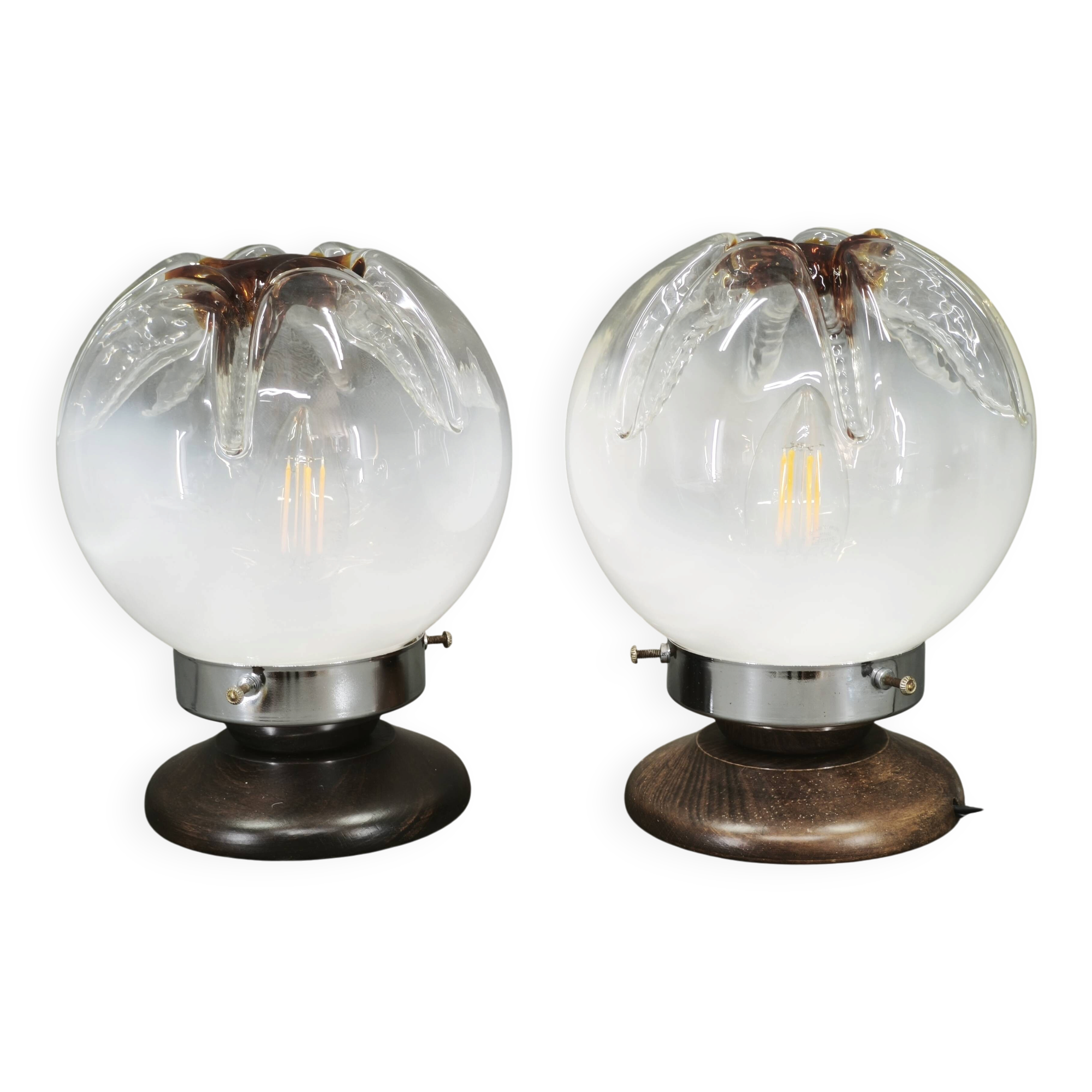 Pair of Murano Glass Table Lamps, Italy, 1950s