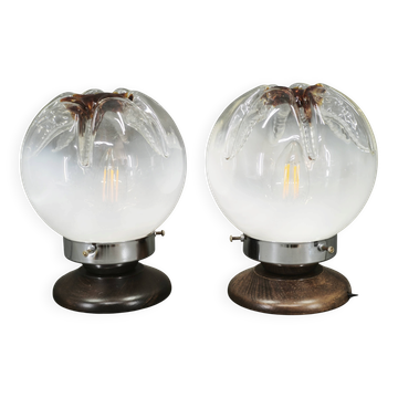 Pair of Murano Glass Table Lamps, Italy, 1950s
