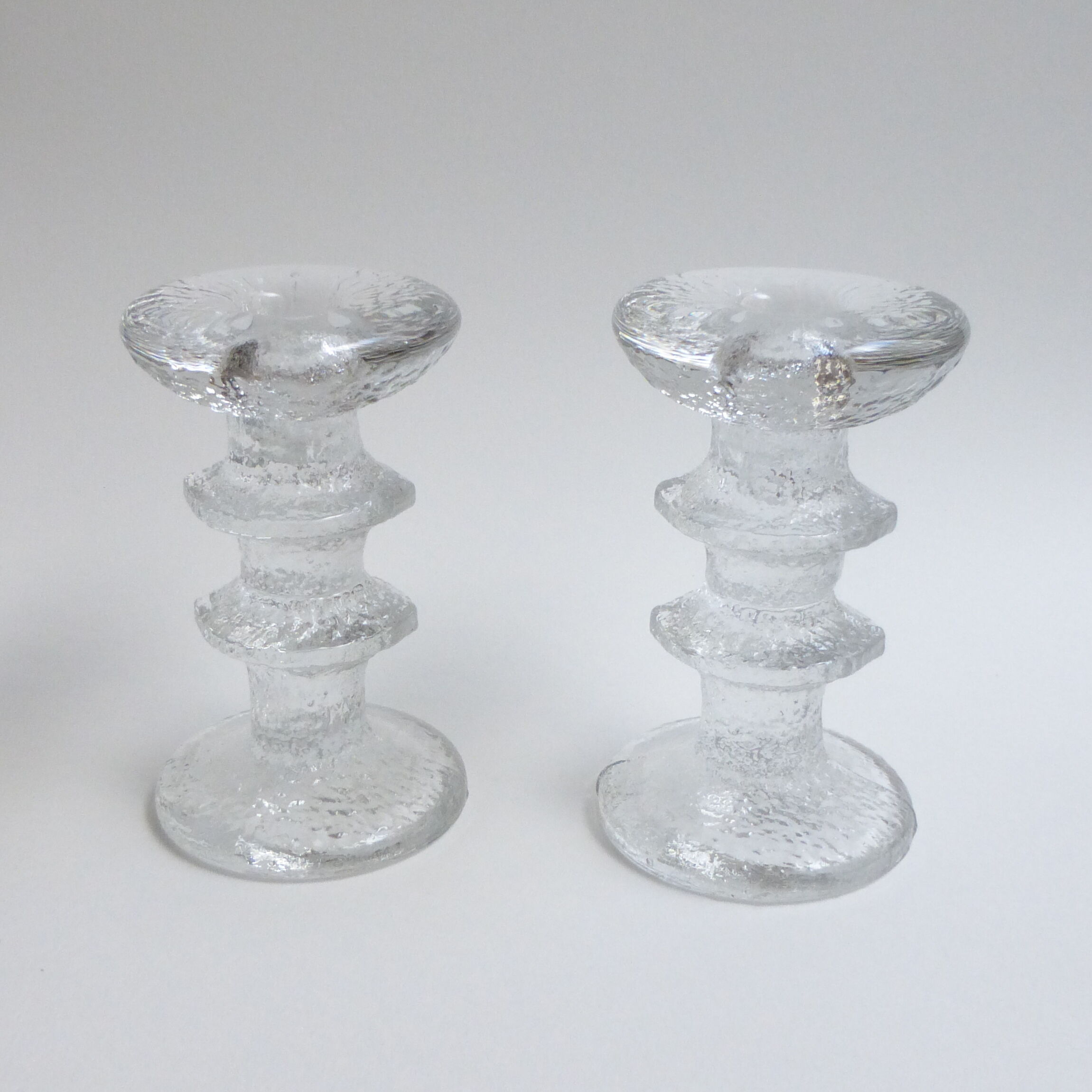 Timo Sarpaneva Iittala moulded glass candlesticks, 1960