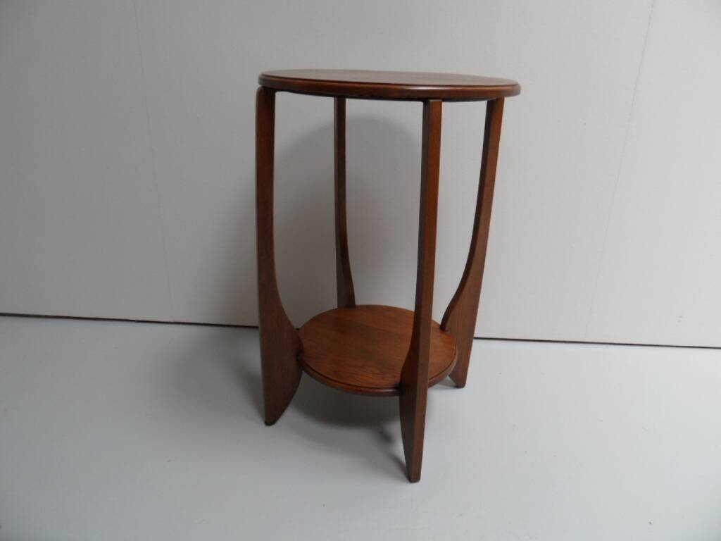 Table d'appoint ronde en chêne Art Déco
