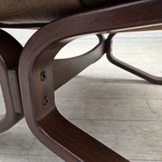 Fauteuil en cuir de meuble marron, années 1970, design scandinave,