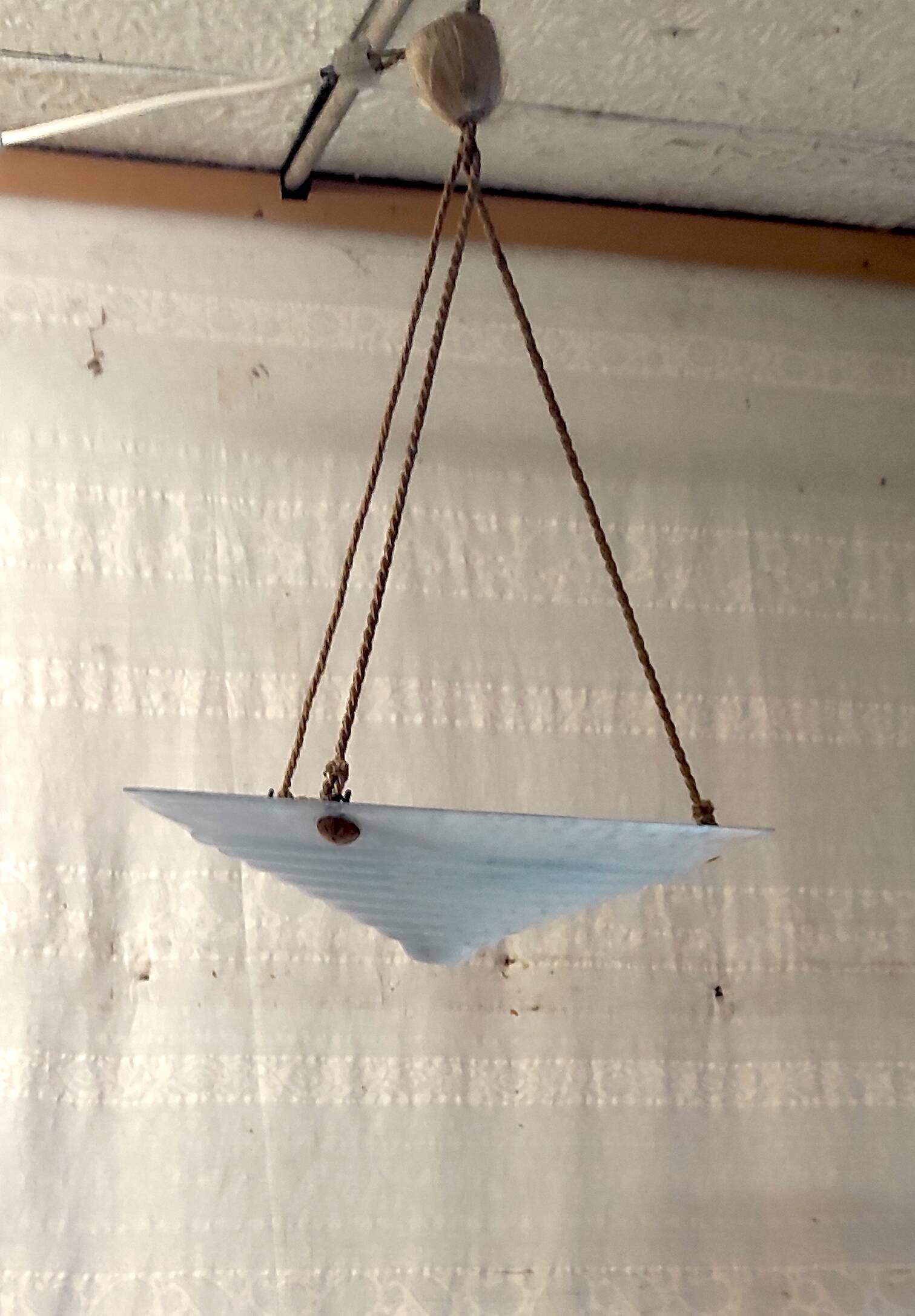Art Deco pendant light in light blue Clichy glass - 1930s/40s