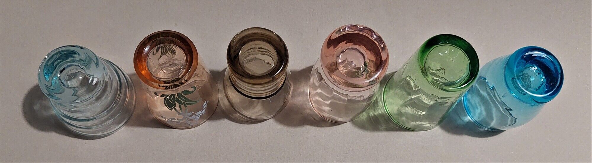 Vintage shooter shot glasses series of six assorted colors