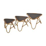 Set of three bamboo pull out tables by Rohé Noordwolde, The Netherlands 1950