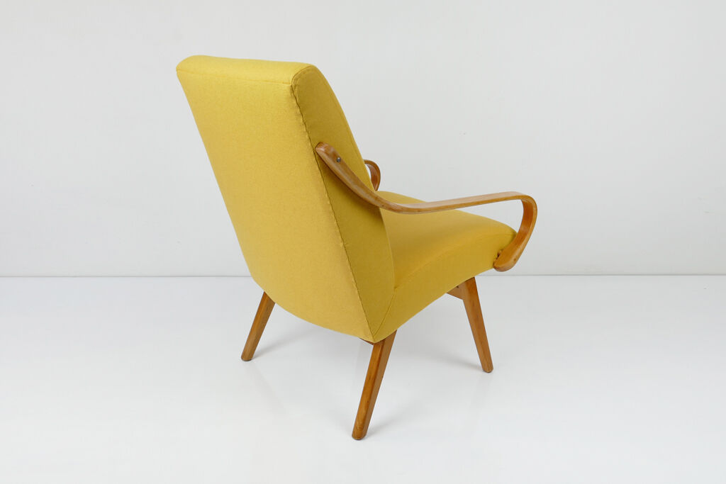 Vintage yellow wool armchair, 1960s
