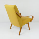 Fauteuil en laine jaune vintage, années 1960