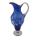 Ewer/pitcher, cobalt blue glass, enameled with flowers, 1950s-60s