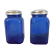Paire de pots en verre bleu