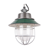 Lampe à émail industriel avec verre et fonte, vert opale, Pologne, années 1960