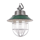 Industrial enamel lamp with glass and cast iron, opal  green, Poland, 1960s