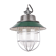Industrial enamel lamp with glass and cast iron, opal  green, Poland, 1960s