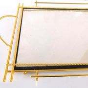 Plateau miroir acier doré design années 50-60