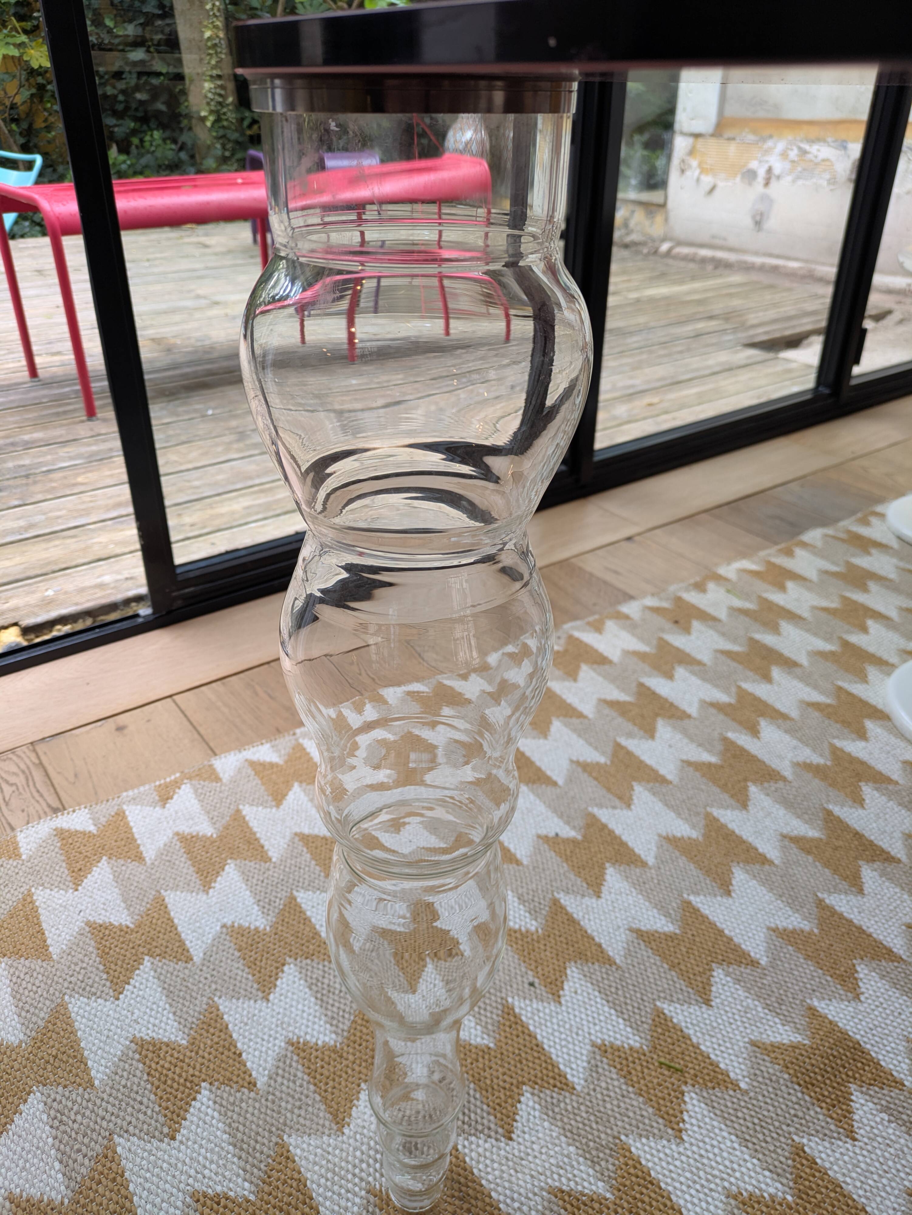 Table post-modern glass Italia POS02 red top
