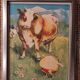 Set of 5 illustrations framed in glass the Fables of La Fontaine