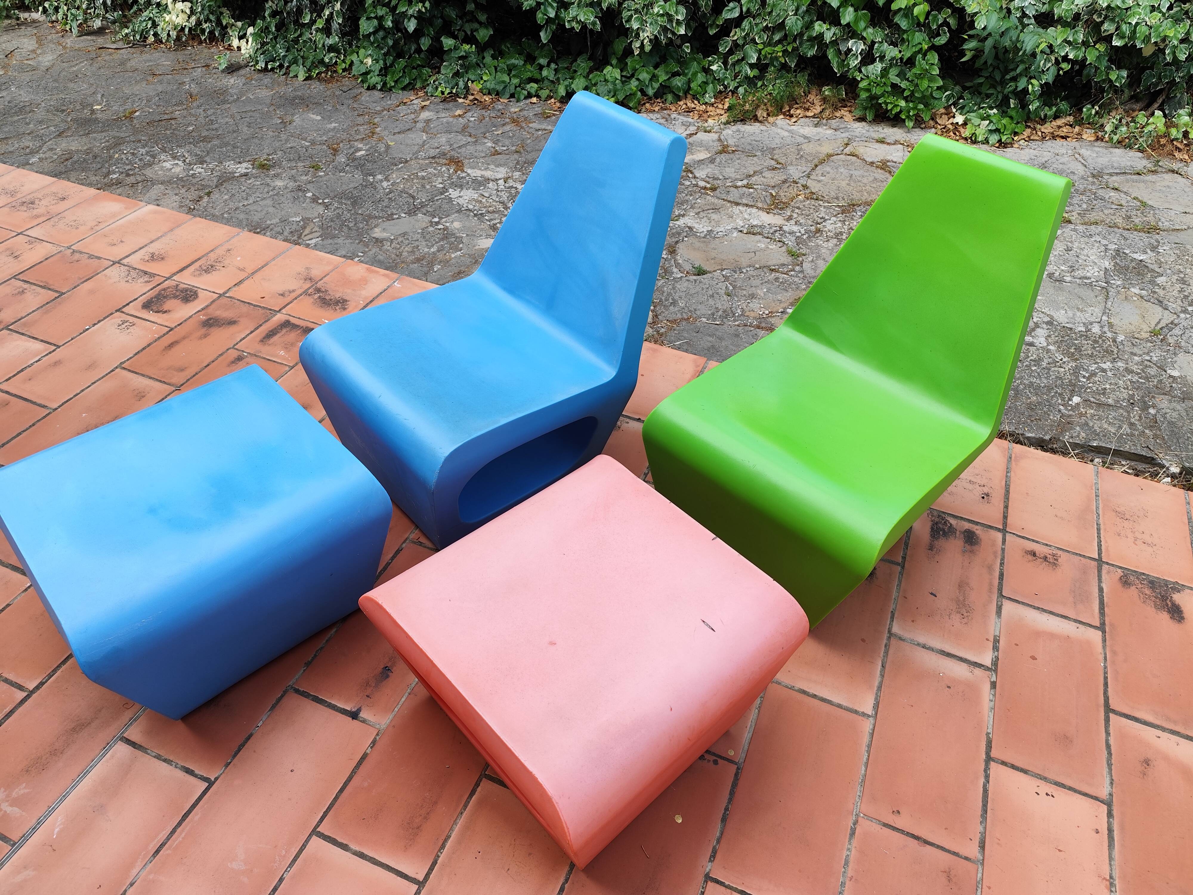 2 armchairs and 2 ottomans by Wiel Arets for Quinze & Milan vintage