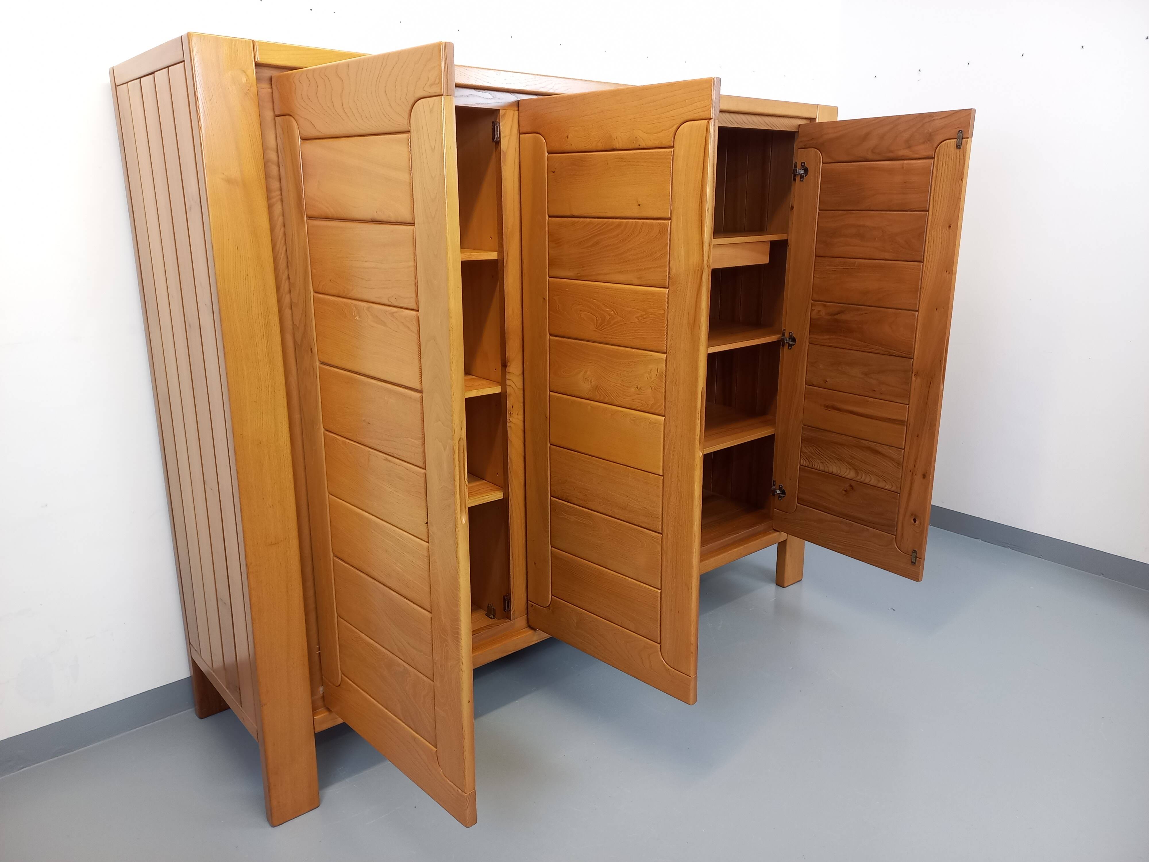 Vintage Maison Regain elm wardrobe from the 70s and 80s