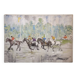 Acrílico sobre lienzo “Carrera de caballos”, León Lafourcade, ff. s. XIX