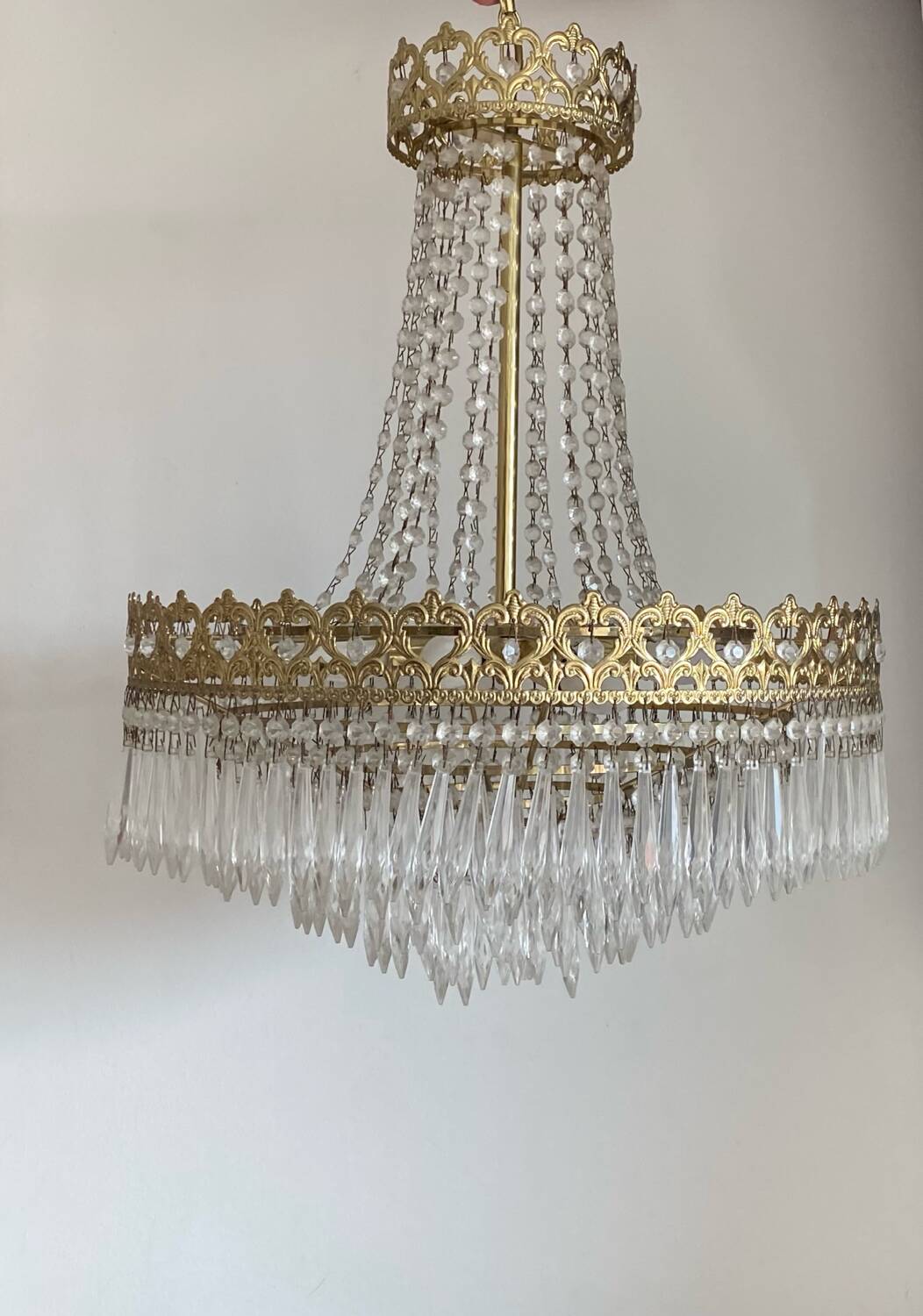 Antique brass hot air balloon chandelier with tassels