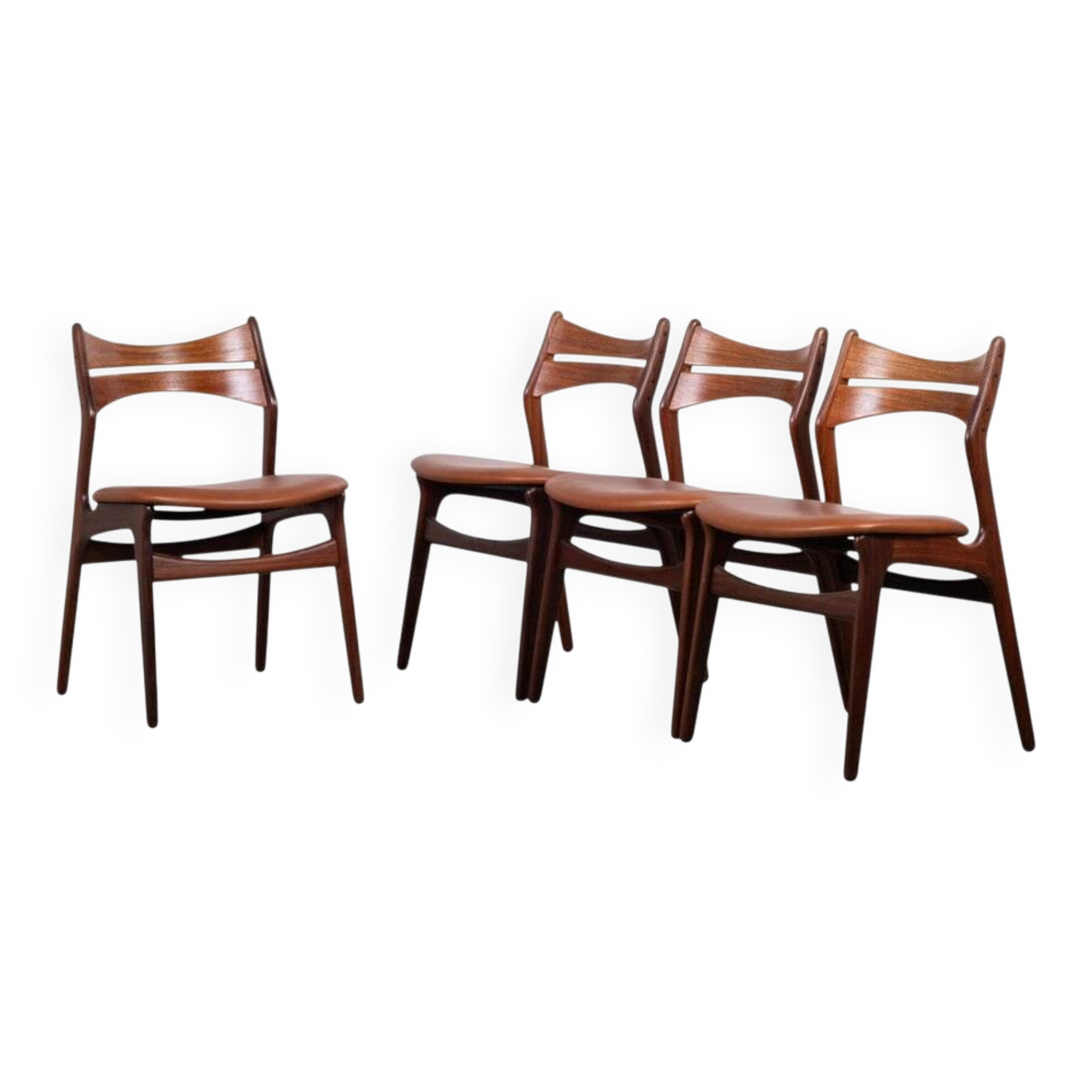 Vintage Danish Dining Chairs in Teak by Erik Buch, 1960s, Set of 4
