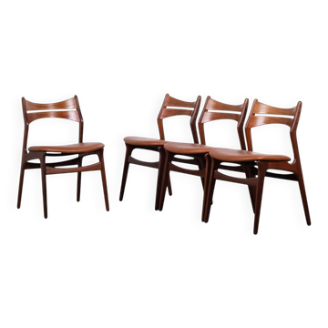 Vintage Danish Dining Chairs in Teak by Erik Buch, 1960s, Set of 4